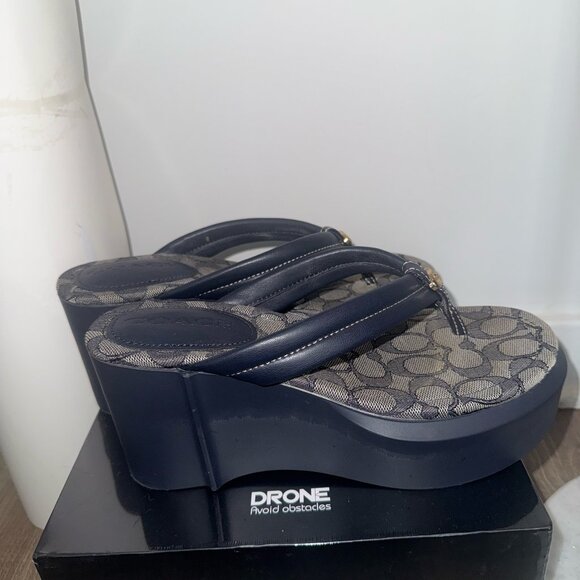 Coach Wedge Thong Sandals Sz. 8 - Picture 1 of 3